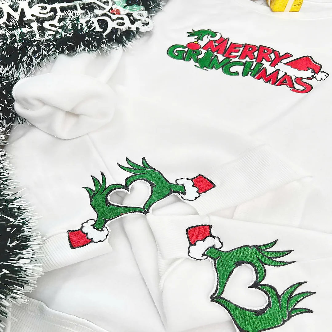 Merry Christmas Side Bow Embroidery Sweatshirt