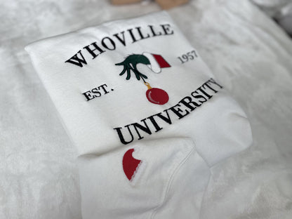 Christmas Sweatshirt, Christmas Whoville University Embroidered Sweatshirt