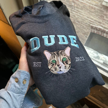 Personalized Pet Portrait Embroidered EST Sweatshirt for Pet Lover