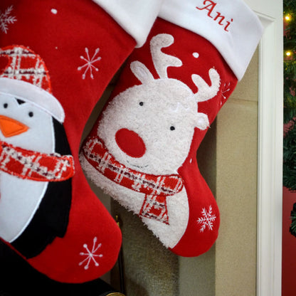 Personalised Embroidered Christmas Fluffy Santa / Snowman / Penguin / Reindeer