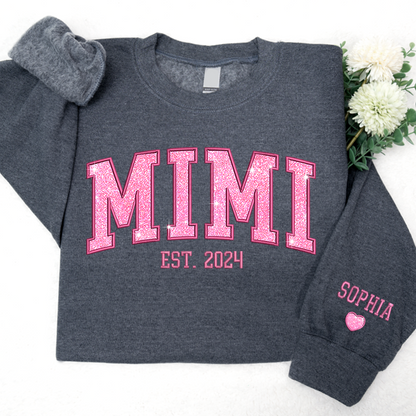 Custom Glitter Embroidered Sweatshirt with Kid's Names