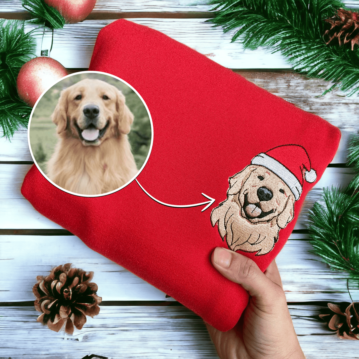 Dog Christmas Embroidered Sweatshirt,Christmas Gifts for Dog Lovers