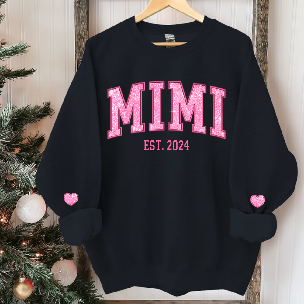 Custom Glitter Embroidered Sweatshirt with Kid's Names