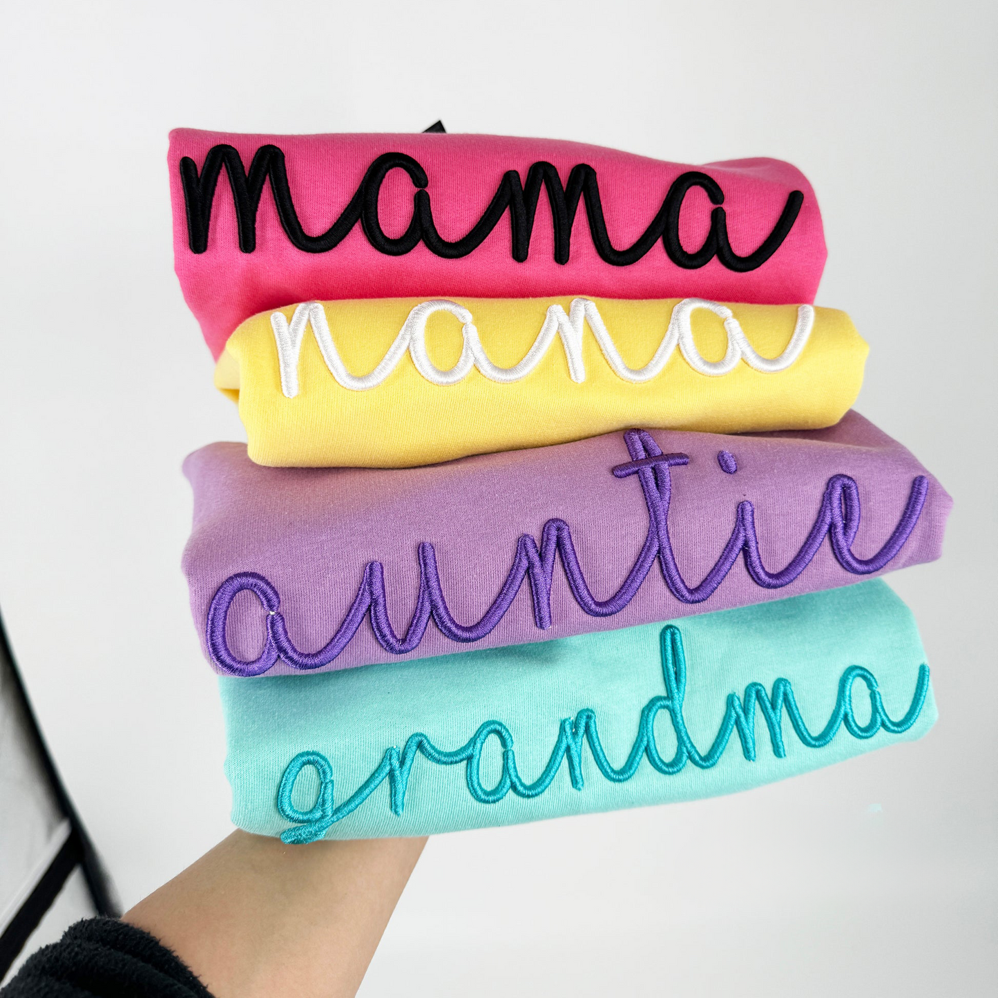 Custom Embroidered 3D puff Sweatshirt Mama Grandma Auntie Nana