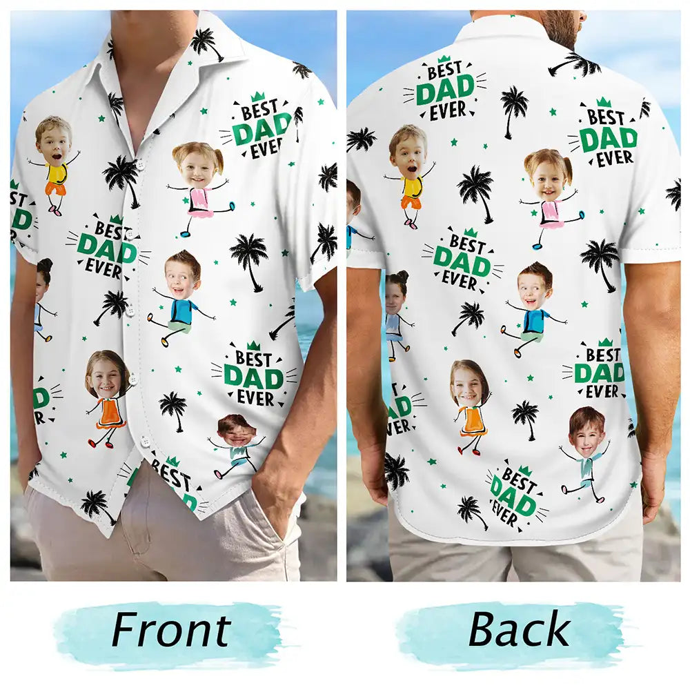 Custom Photo Best Dad Ever Coconut Palm - Personalized Hawaiian Shirt