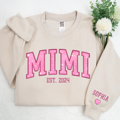 Custom Glitter Embroidered Sweatshirt with Kid's Names