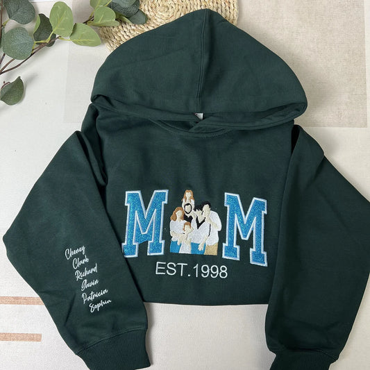 Custom Embroidered Family Photo Glitter Sweatshirt