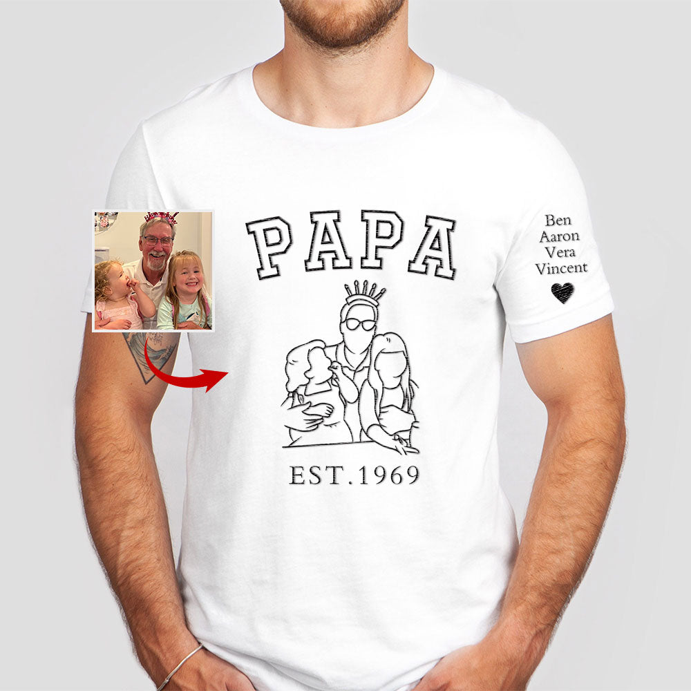 Embroidered Dad/Grandpa's Photo Outline Shirt