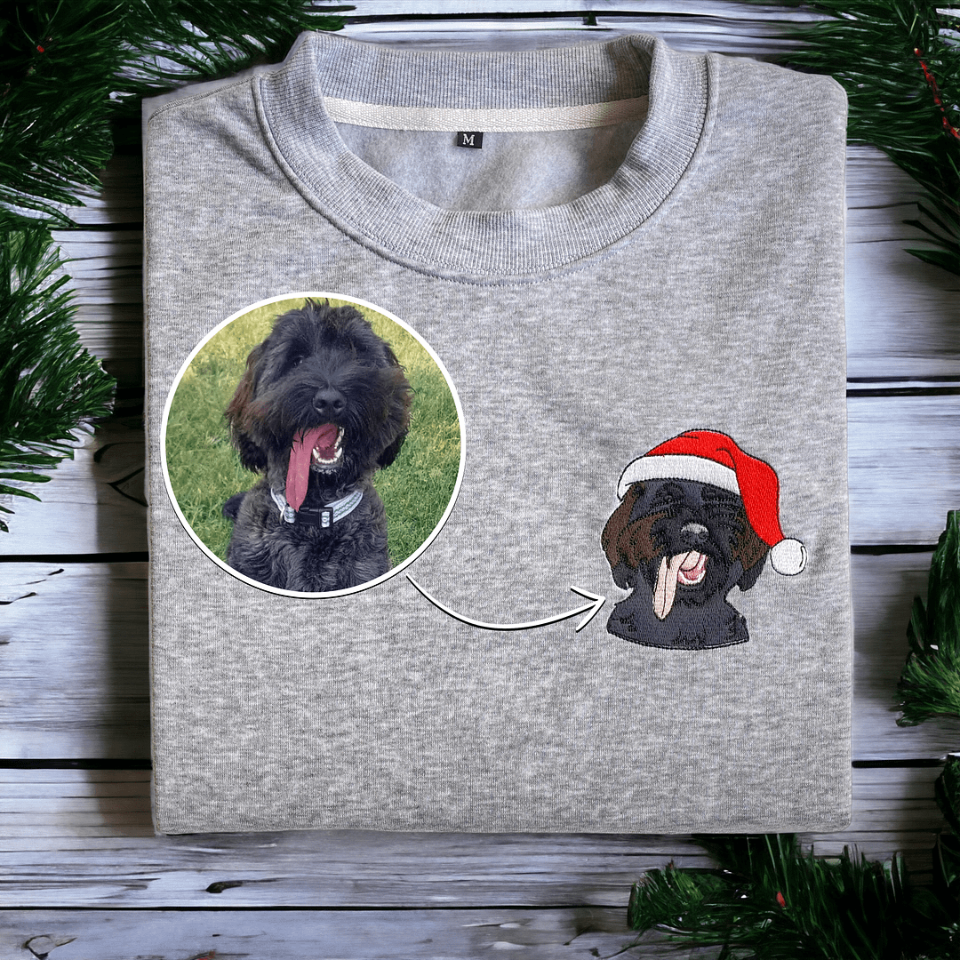 Dog Christmas Embroidered Sweatshirt,Christmas Gifts for Dog Lovers