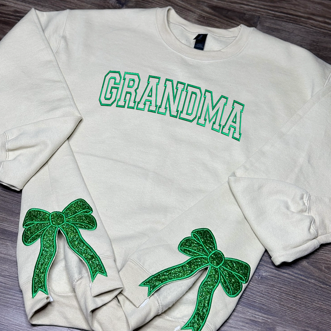 Custom Merry  Sweatshirt, Embroidered Two Side Bows Cut-Out Sweatshirt