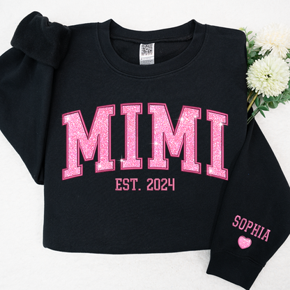 Custom Glitter Embroidered Sweatshirt with Kid's Names