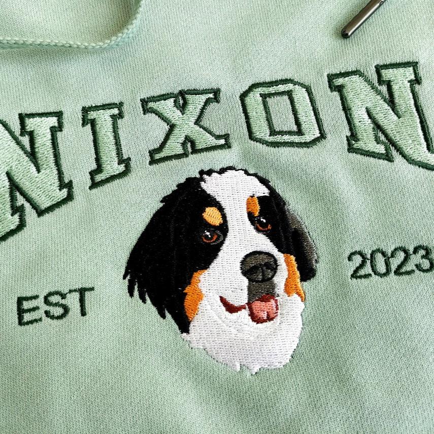 Personalized Pet Portrait Embroidered EST Sweatshirt for Pet Lover