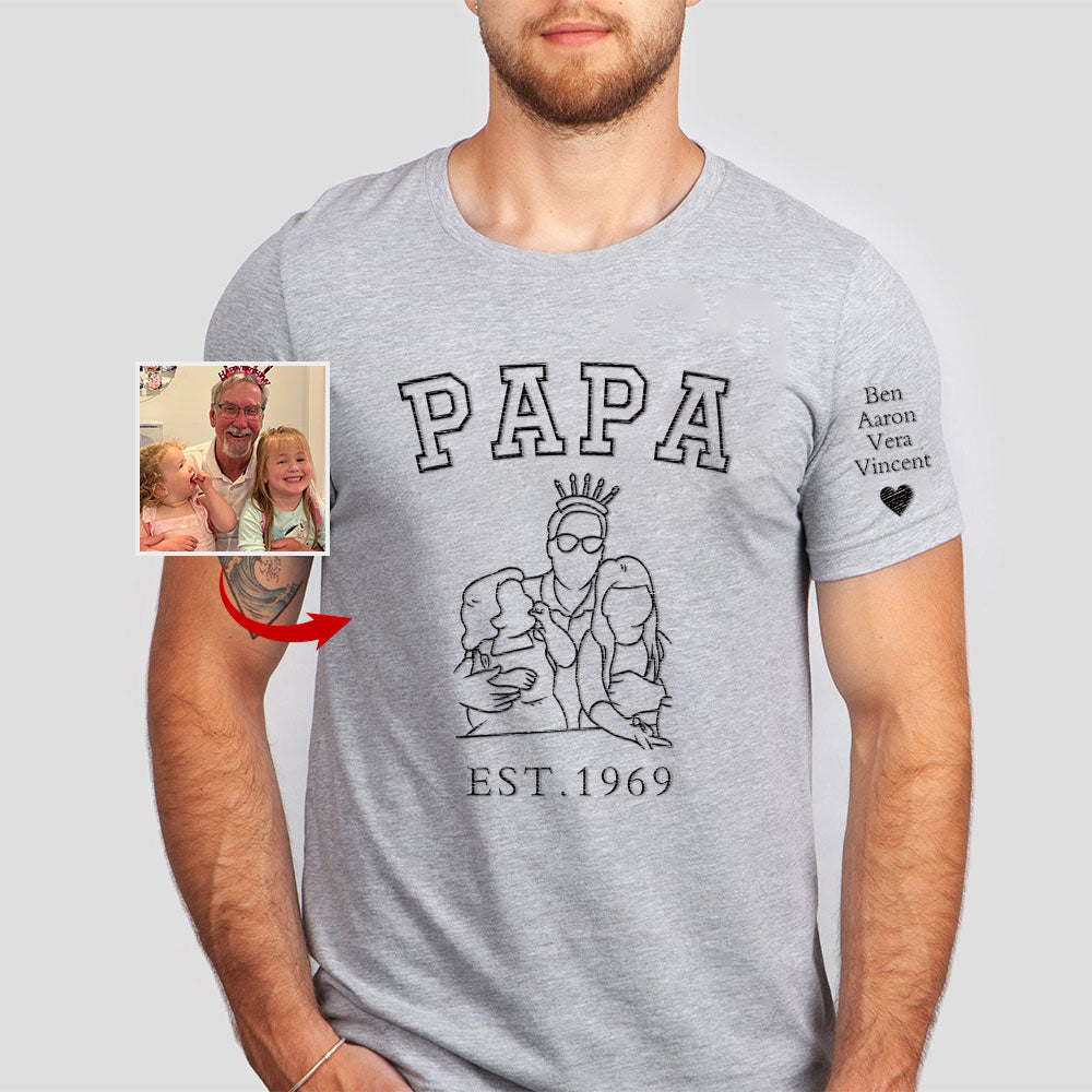 Embroidered Dad/Grandpa's Photo Outline Shirt