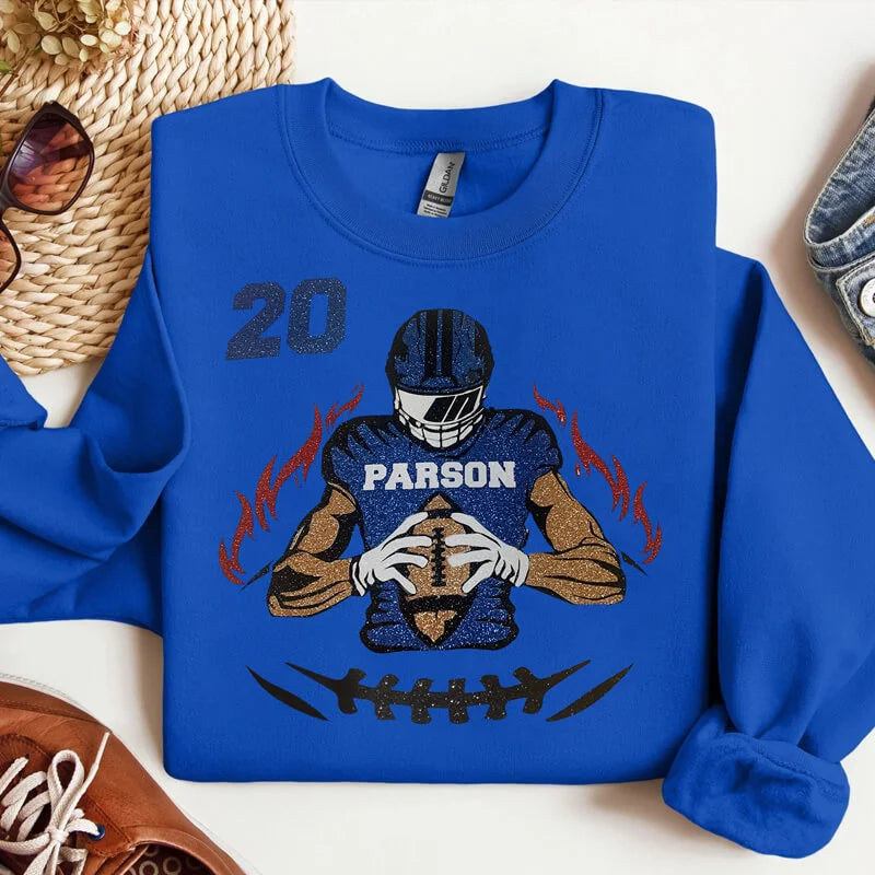 🏈Custom Glitter Football T-Shirt Sweatshirt