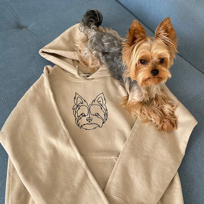 Custom Pet Face Line Drawing Embroidered Sweatshirts/Hoodies