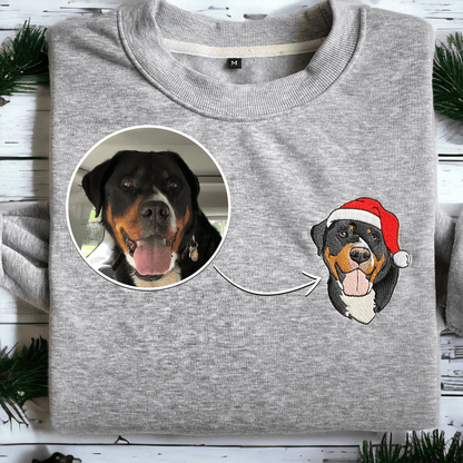 Dog Christmas Embroidered Sweatshirt,Christmas Gifts for Dog Lovers