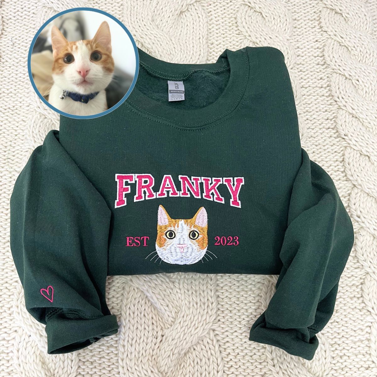 Personalized Pet Portrait Embroidered EST Sweatshirt for Pet Lover