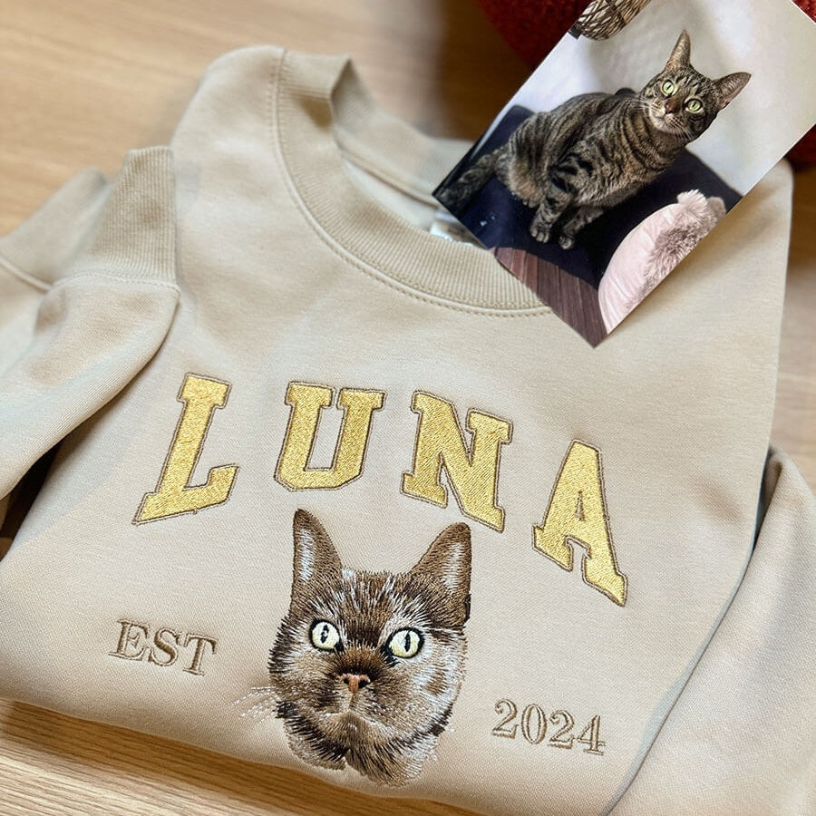 Personalized Pet Portrait Embroidered EST Sweatshirt for Pet Lover