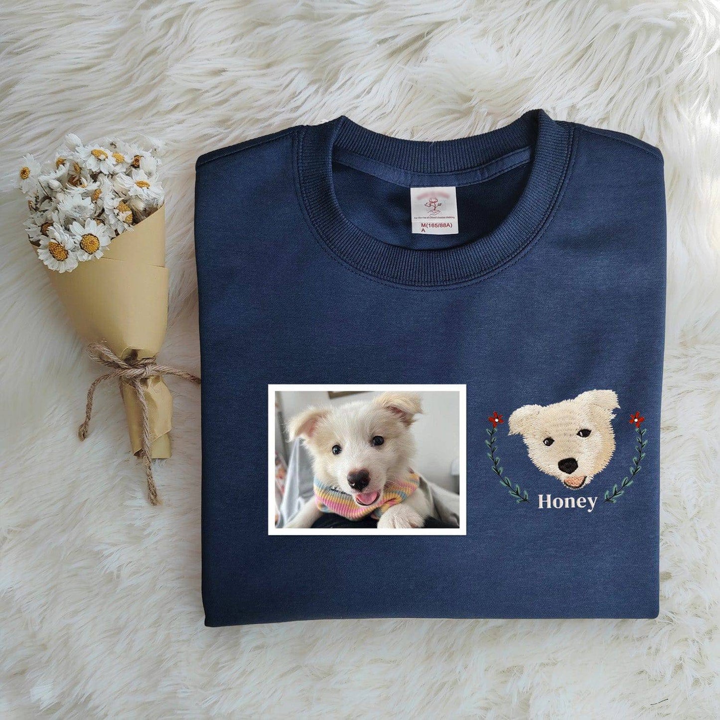 Custom Pet Photo with the Wreath Embroidered Sweatshirt,Hoodie,T-shirt