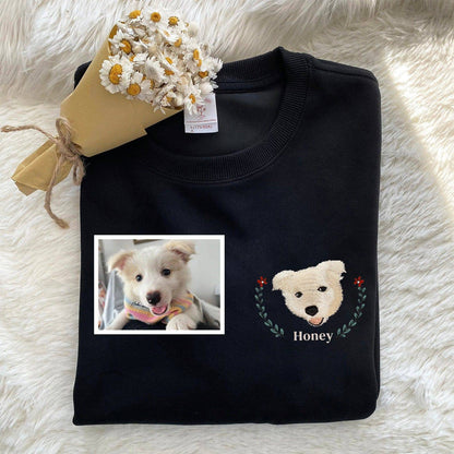 Custom Pet Photo with the Wreath Embroidered Sweatshirt,Hoodie,T-shirt