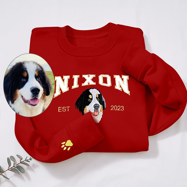 Personalized Pet Portrait Embroidered EST Sweatshirt for Pet Lover