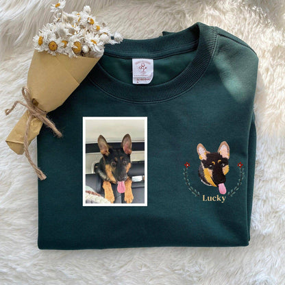 Custom Pet Photo with the Wreath Embroidered Sweatshirt,Hoodie,T-shirt