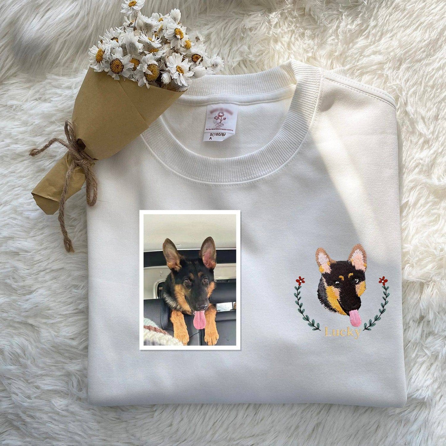 Custom Pet Photo with the Wreath Embroidered Sweatshirt,Hoodie,T-shirt