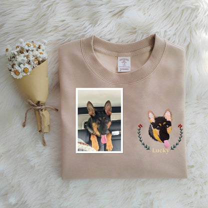 Custom Pet Photo with the Wreath Embroidered Sweatshirt,Hoodie,T-shirt