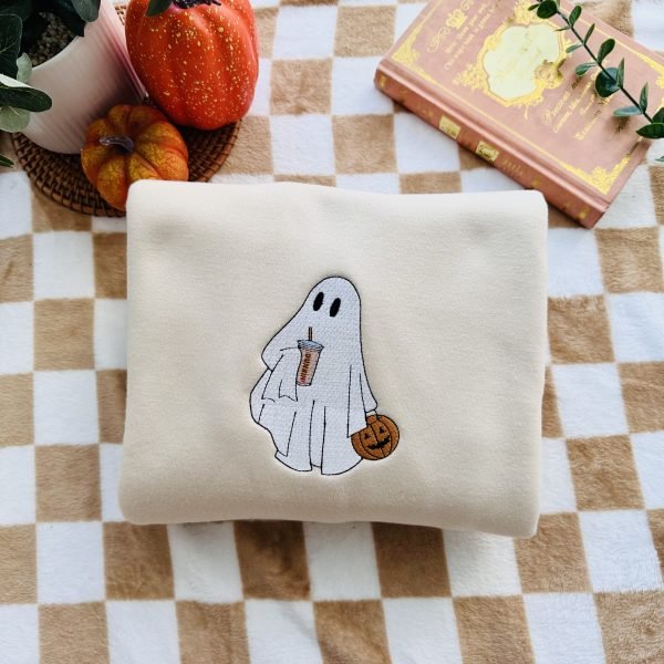 Custom Embroidered Ghost Drinking Sweatshirt