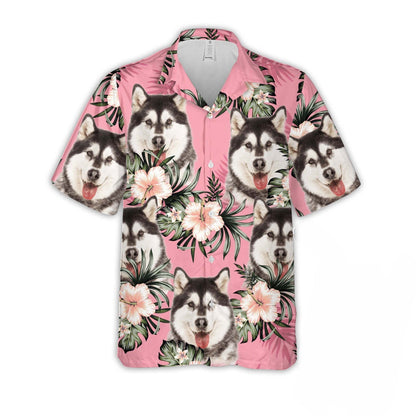 Custom Flowers Pattern Pink Color Aloha Shirt For Dog Lovers