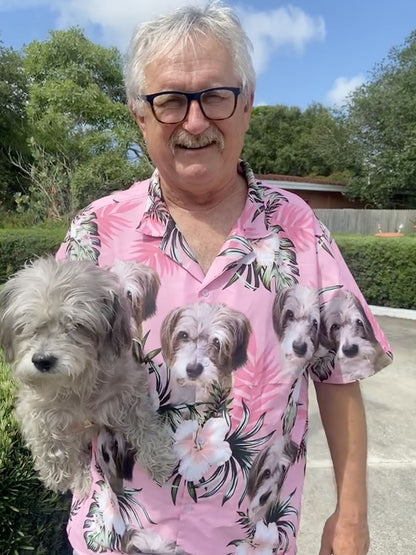 Custom Flowers Pattern Pink Color Aloha Shirt For Dog Lovers