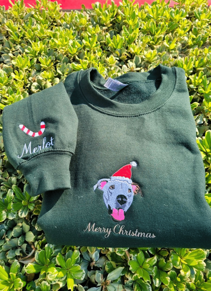 🐾Embroidered Pet Portrait Christmas Sweatshirt