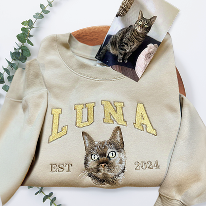 Personalized Pet Portrait Embroidered EST Sweatshirt for Pet Lover