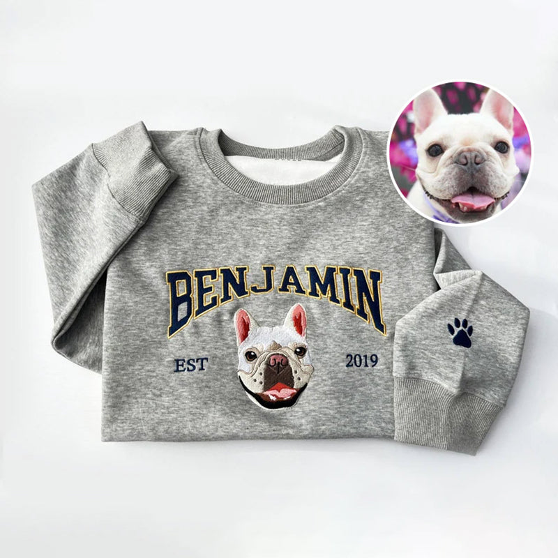 Personalized Pet Portrait Embroidered EST Sweatshirt for Pet Lover