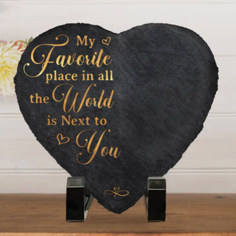 Custom Photo Oh My Darling I Love You So - Couple Personalized Custom Heart Shaped Rock Slate - Gift For Husband Wife, Anniversary