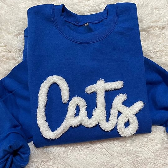 Personalized Yarn Embroidered Sweatshirt, Custom Chenille Team Sweatshirt