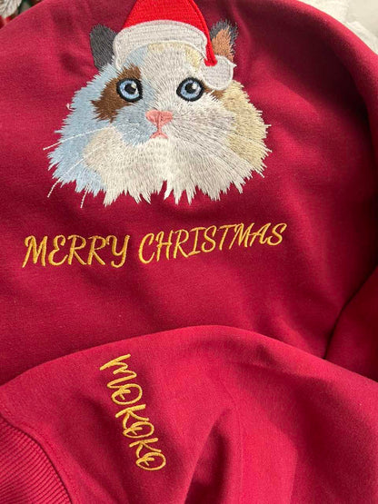 🐾Embroidered Pet Portrait Christmas Sweatshirt