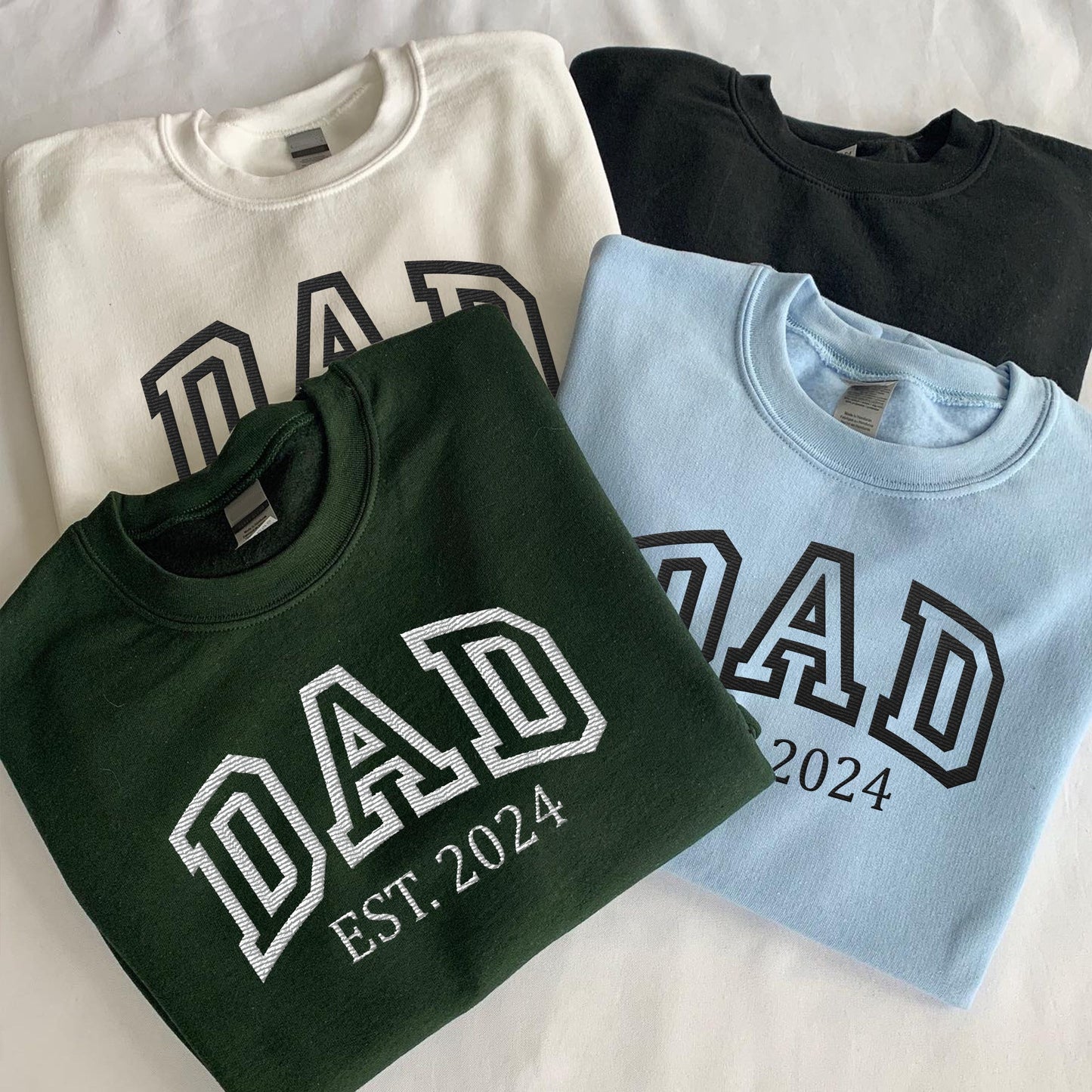 Personalized Dad Grandpa Embroidered Sweatshirt With Kids Names On Sleeve