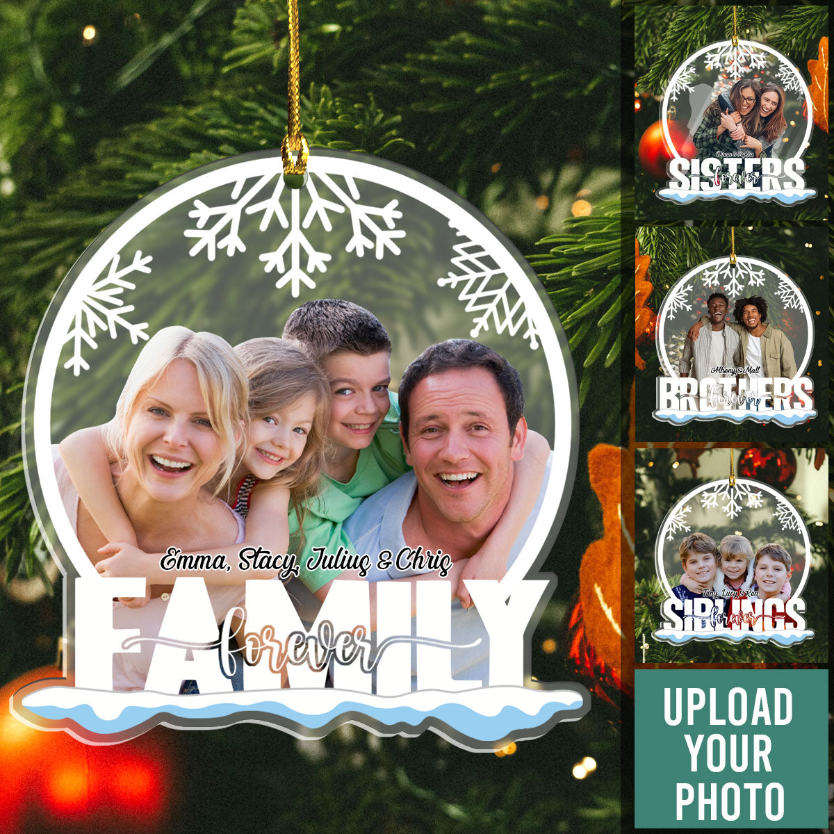 Family Forever Custom Photo - Personalized Ornament