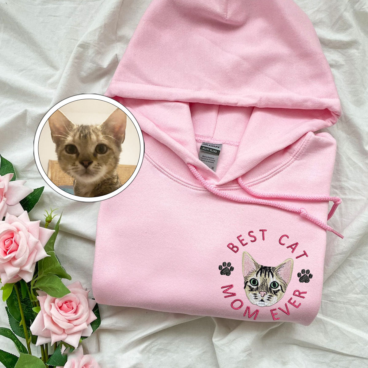 Custom Embroidered Best Cat Mom Ever Hoodie