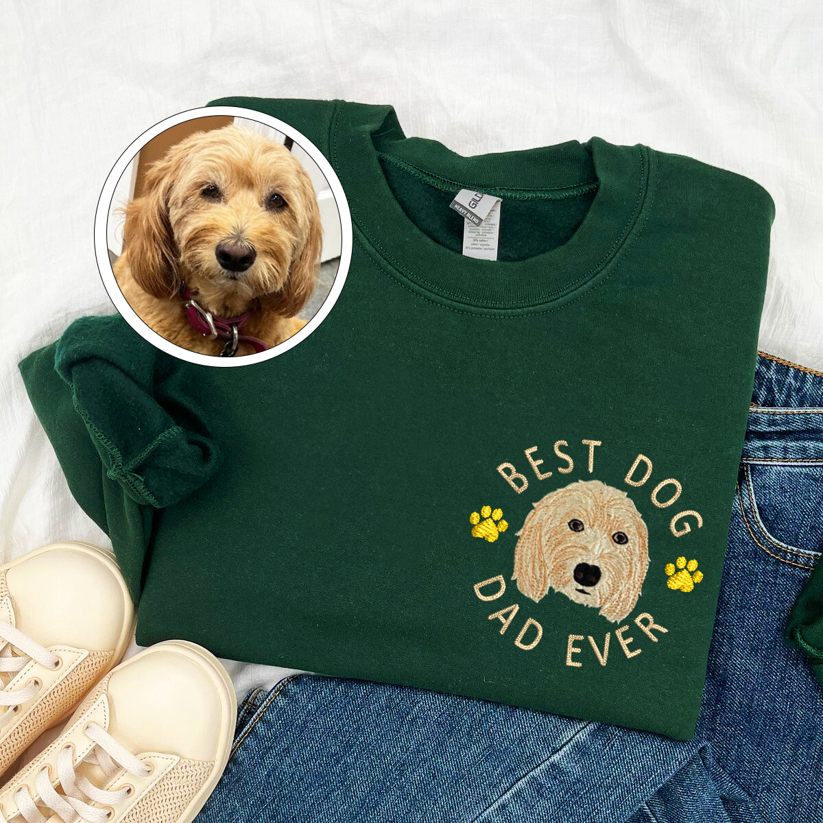 Custom Embroidered Best Dog Dad Ever Hoodie