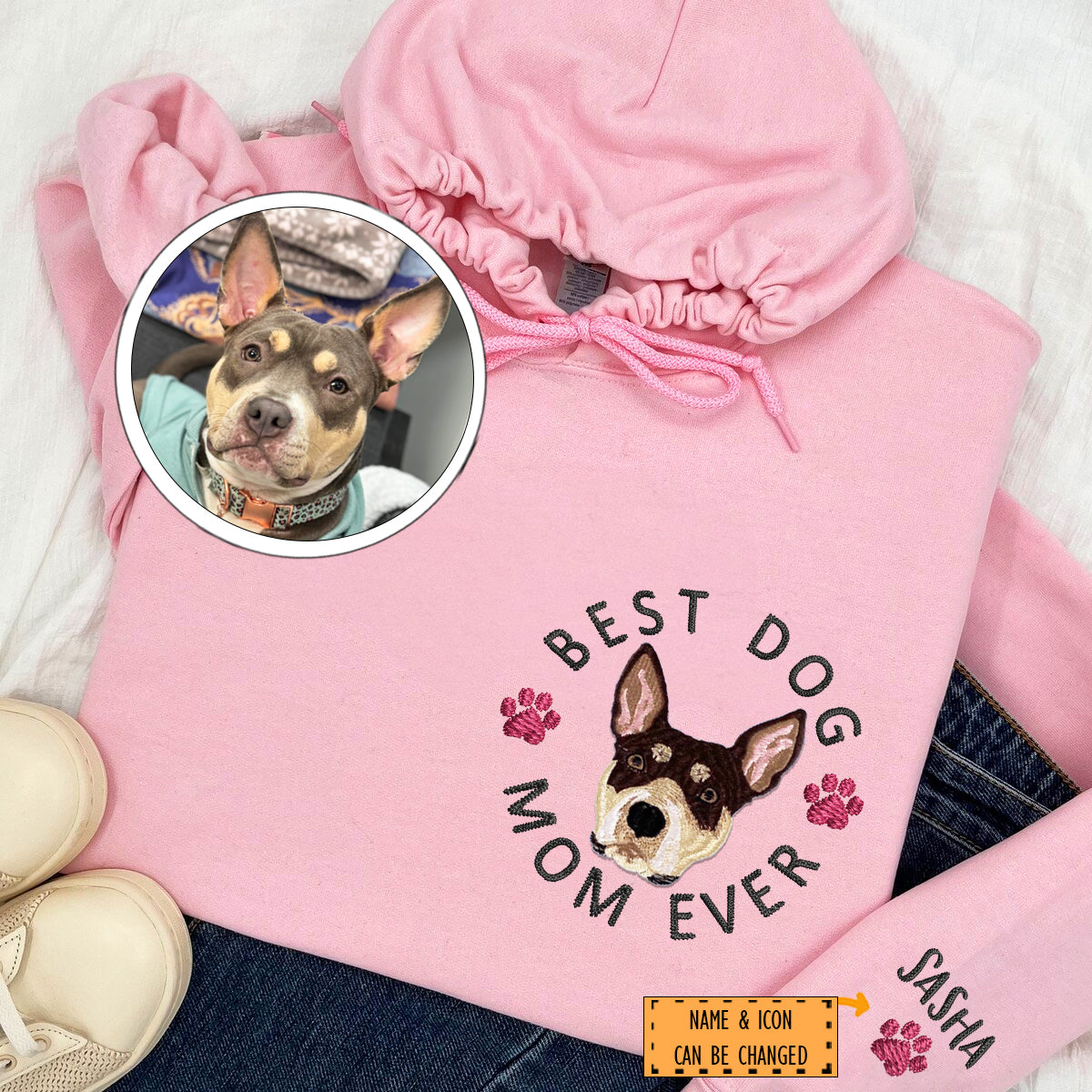 Custom Embroidered Best Dog Mom Ever Sweatshirt