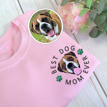 Custom Embroidered Best Dog Mom Ever Sweatshirt