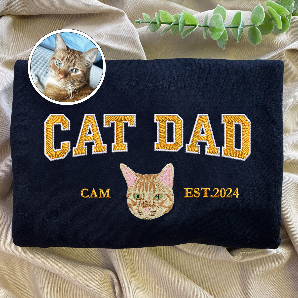 Custom Embroidered Varsity Cat Mom Hoodie