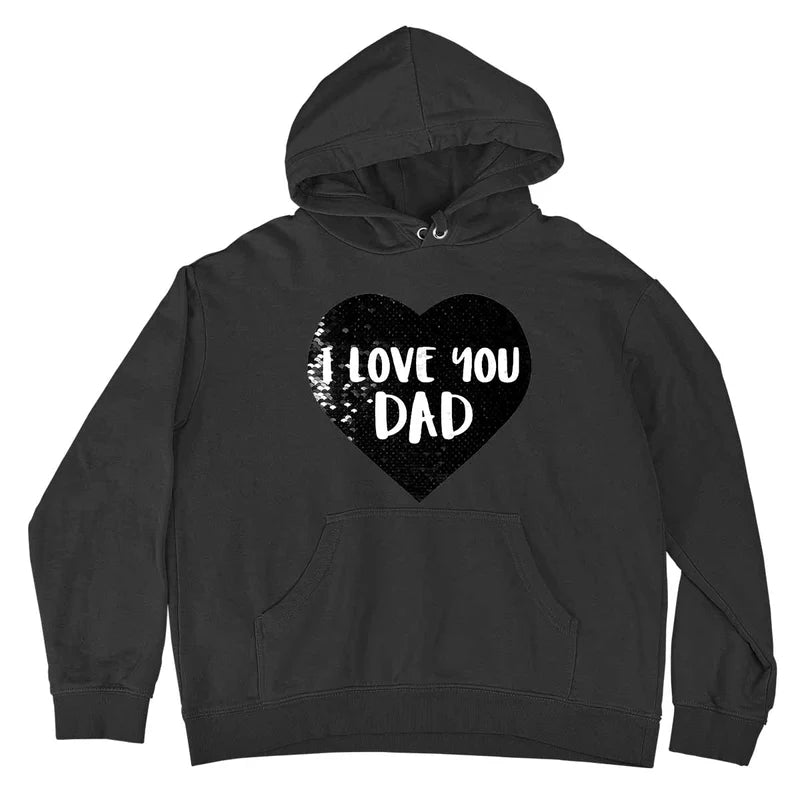 Custom I Love You Mom/Dad Flip Sequin Hoodie (Double Print)