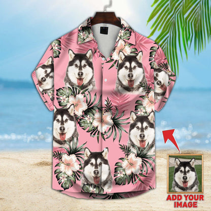 Custom Flowers Pattern Pink Color Aloha Shirt For Dog Lovers