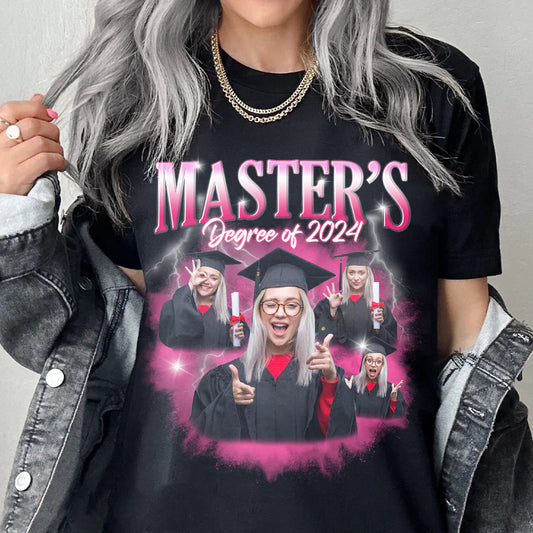 Master's Degree Of 2024, Custom Photo Bootleg Shirt, Gift For Graduates