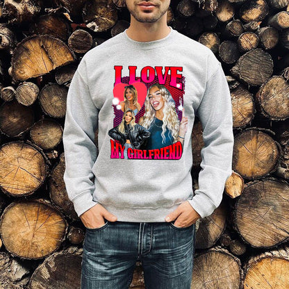 Personalized T-shirt I Love My Girlfriend with Custom Photos Design Attractive Gift for Valentine's Day