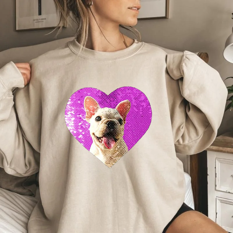 Custom Dog‘s Photo Flip Sequin Shirt, Best Gift for Dog Lovers