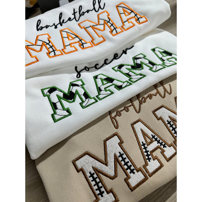 Embroidered Baseball Mama Crewneck Sweatshirt